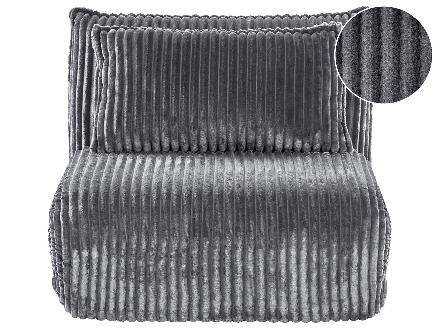 Sofa Bed Grey Corduroy 1 Seater With Adjustable Backrest
