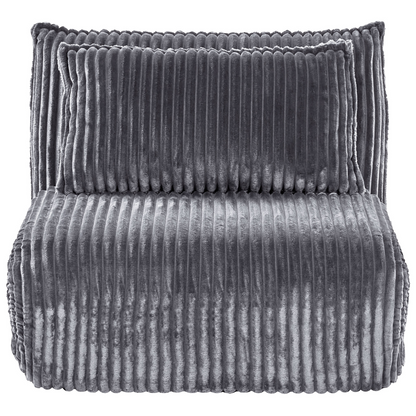 Sofa Bed Grey Corduroy 1 Seater With Adjustable Backrest