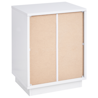 NovaHome Two Bedside Tables White MDF With Fluted Front Gold Handle