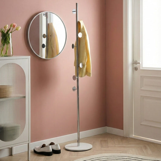 Coat Stand With Silver Marble Base Freestanding Industrial Hallway Rack For Coats And Bags