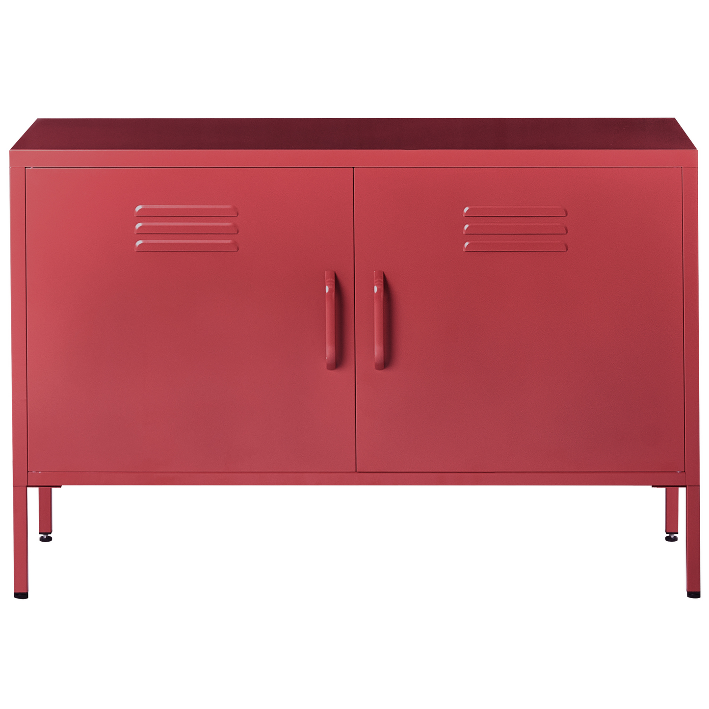 Red Steel 2 Door Industrial Sideboard For Home Office Storage