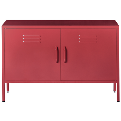 Red Steel 2 Door Industrial Sideboard For Home Office Storage