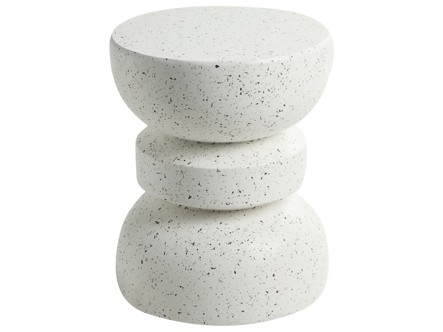 Accent Side Table White Terrazzo Effect Hourglass 37cm Round Top