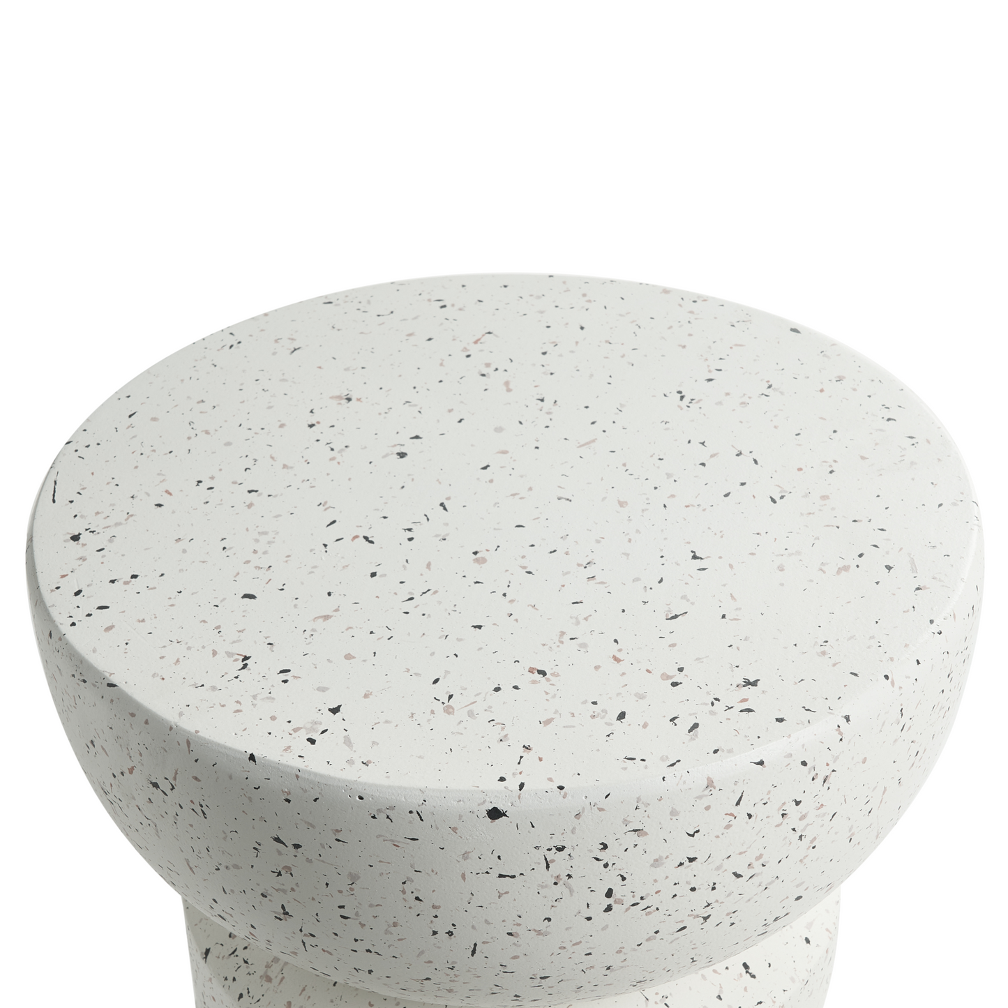 Accent Side Table White Terrazzo Effect Hourglass 37cm Round Top