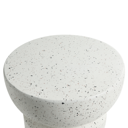 Accent Side Table White Terrazzo Effect Hourglass 37cm Round Top
