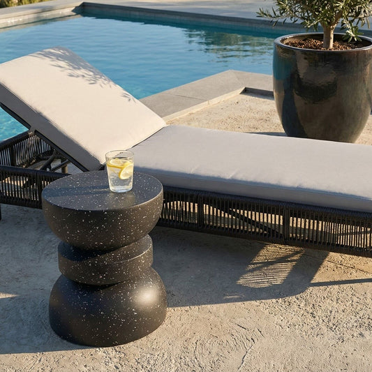 Accent Side Table Black Terrazzo 37cm Hourglass