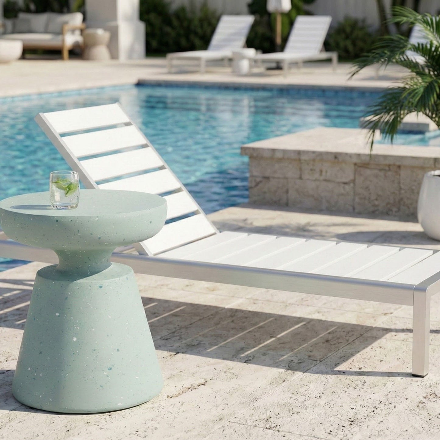 Accent Green Terrazzo Side Table 45cm Outdoor