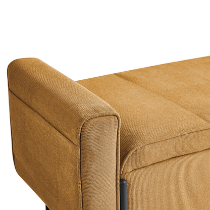 Storage Bench Mustard Fabric Lift Top With Water-Repellent Metal Legs