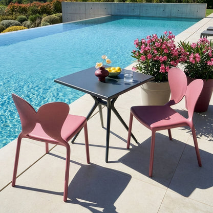 Pink Plastic Garden Chairs Set Of 2 With Butterfly Backrest