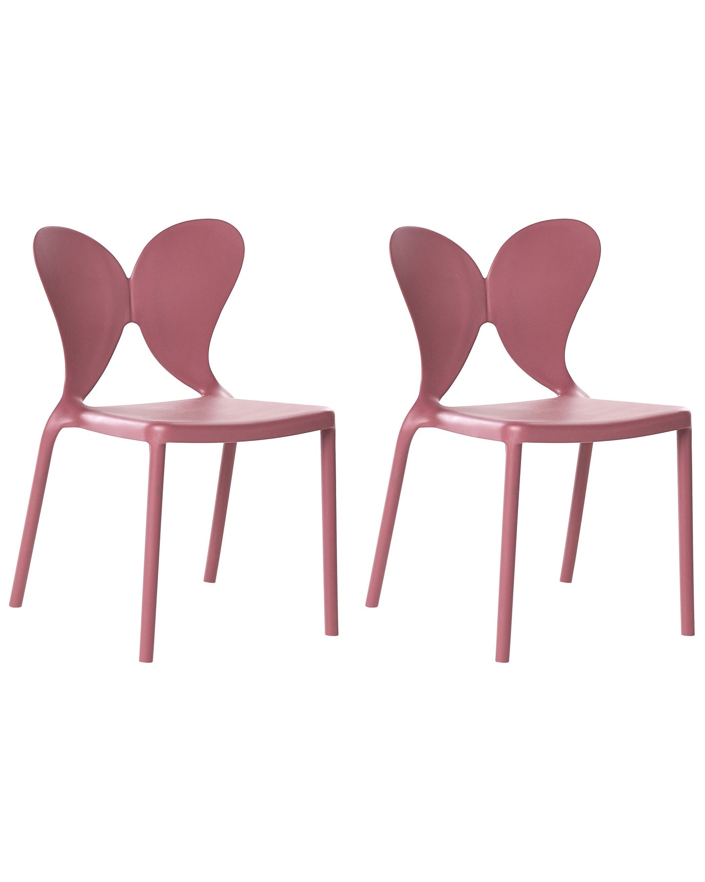 Pink Plastic Garden Chairs Set Of 2 With Butterfly Backrest