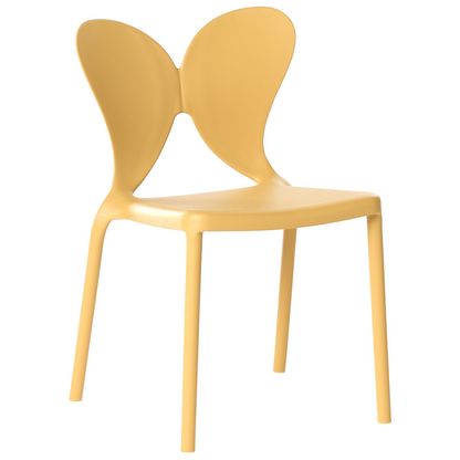 Yellow Butterfly Backrest Garden Chairs Set Of 2 Modern Minimalist Indoor Outdoor Plastic UV Resistant