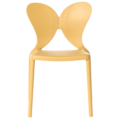 Yellow Butterfly Backrest Garden Chairs Set Of 2 Modern Minimalist Indoor Outdoor Plastic UV Resistant