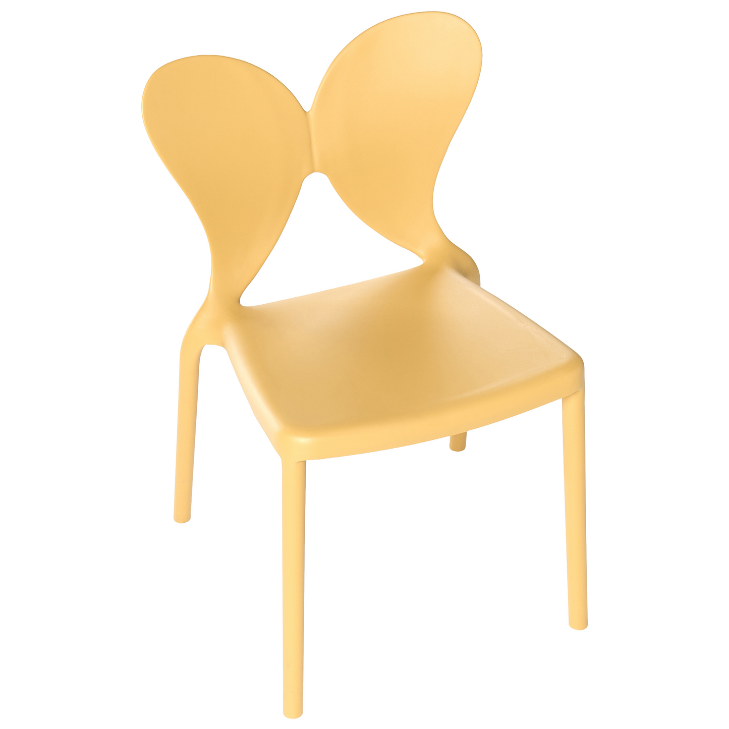 Yellow Butterfly Backrest Garden Chairs Set Of 2 Modern Minimalist Indoor Outdoor Plastic UV Resistant