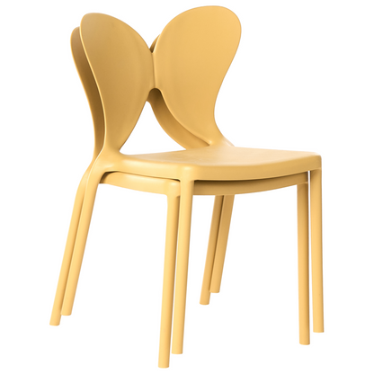 Yellow Butterfly Backrest Garden Chairs Set Of 2 Modern Minimalist Indoor Outdoor Plastic UV Resistant