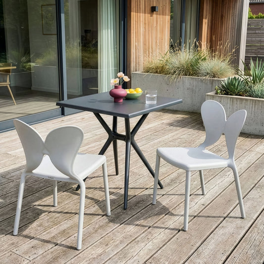 Butterfly Backrest Garden Chairs Set Of 2 Light Grey