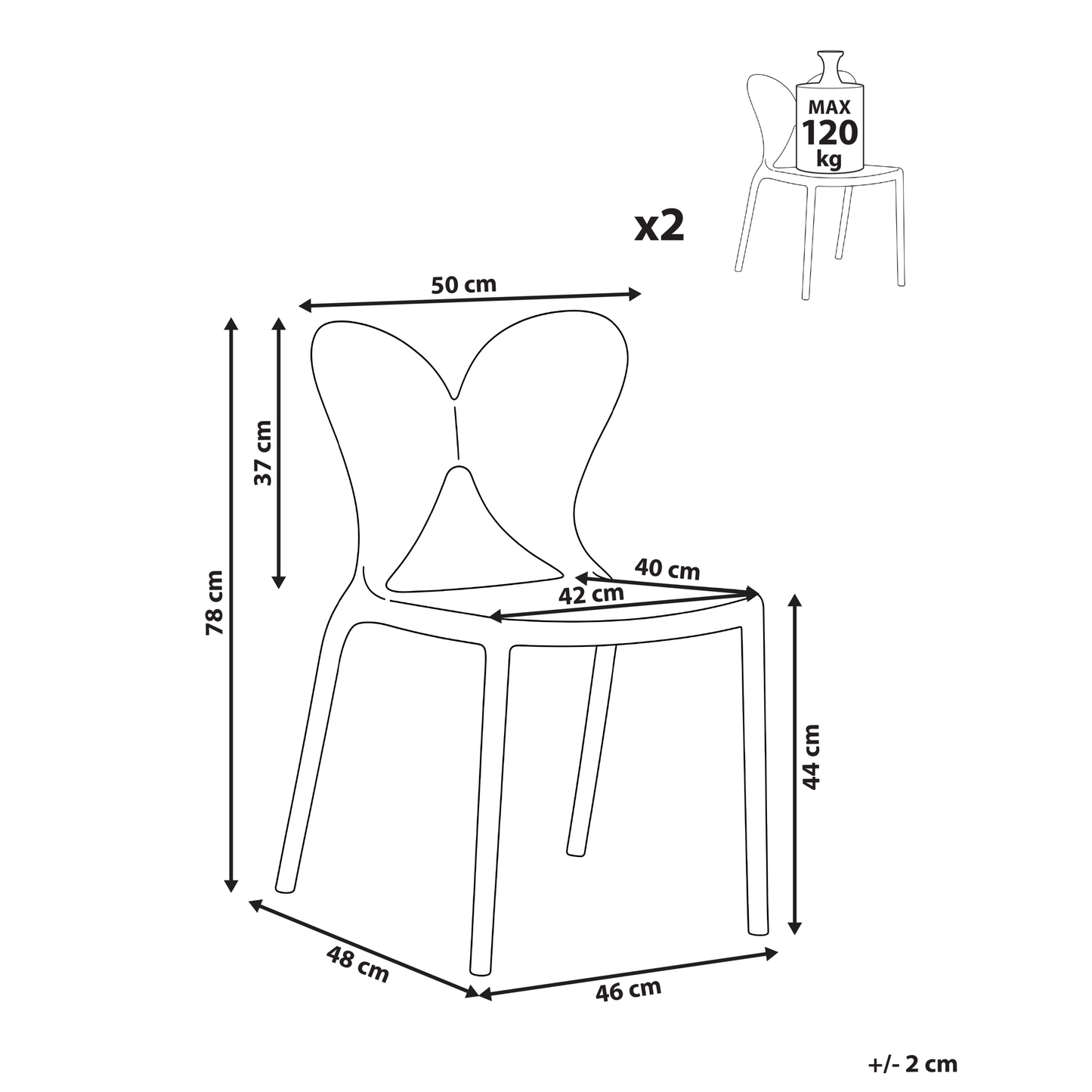 Butterfly Backrest Garden Chairs Set Of 2 Light Grey