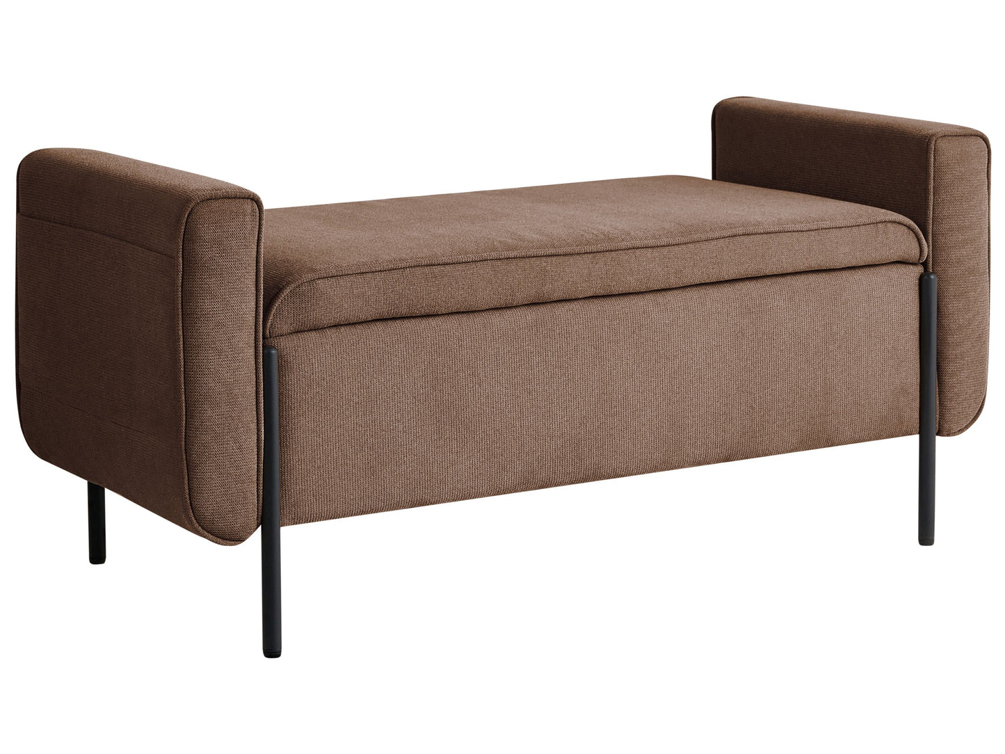 Arcadia Storage Bench Lift Up Top Brown Fabric with Metal Legs