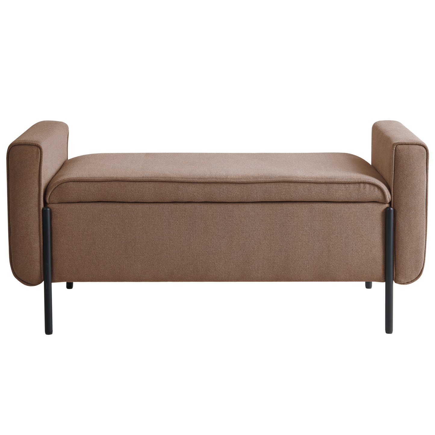 Arcadia Storage Bench Lift Up Top Brown Fabric with Metal Legs