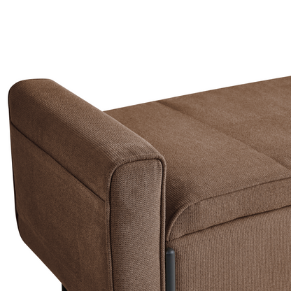 Arcadia Storage Bench Lift Up Top Brown Fabric with Metal Legs