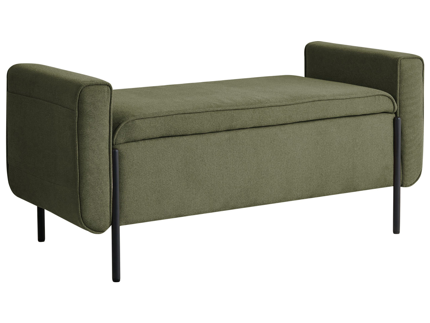Green Fabric Storage Bench Lift Top Water Repellent Legs