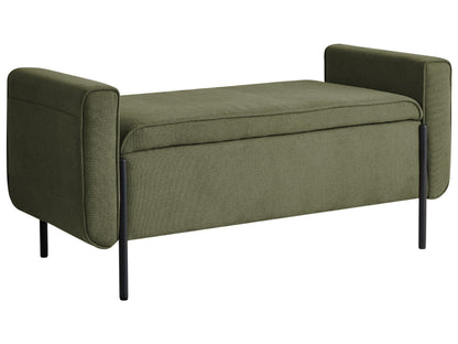 Green Fabric Storage Bench Lift Top Water Repellent Legs