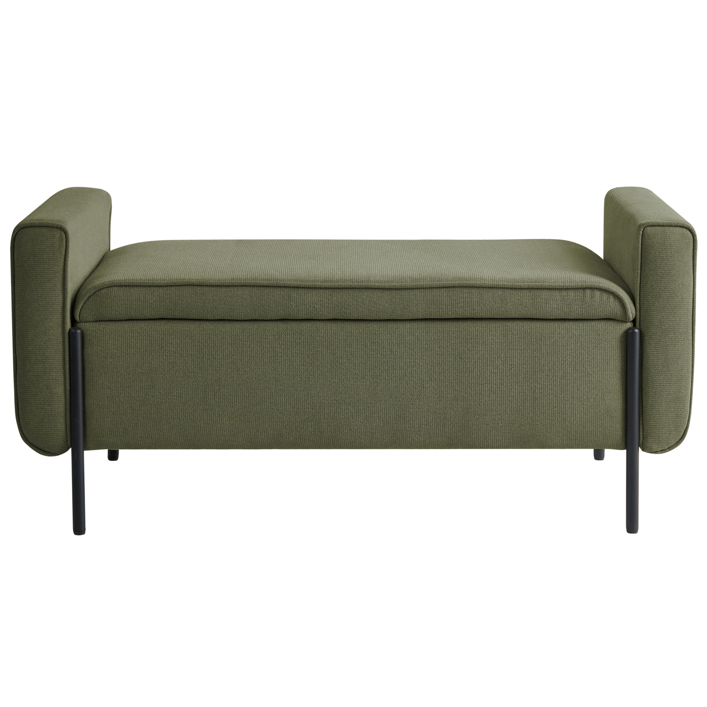 Green Fabric Storage Bench Lift Top Water Repellent Legs