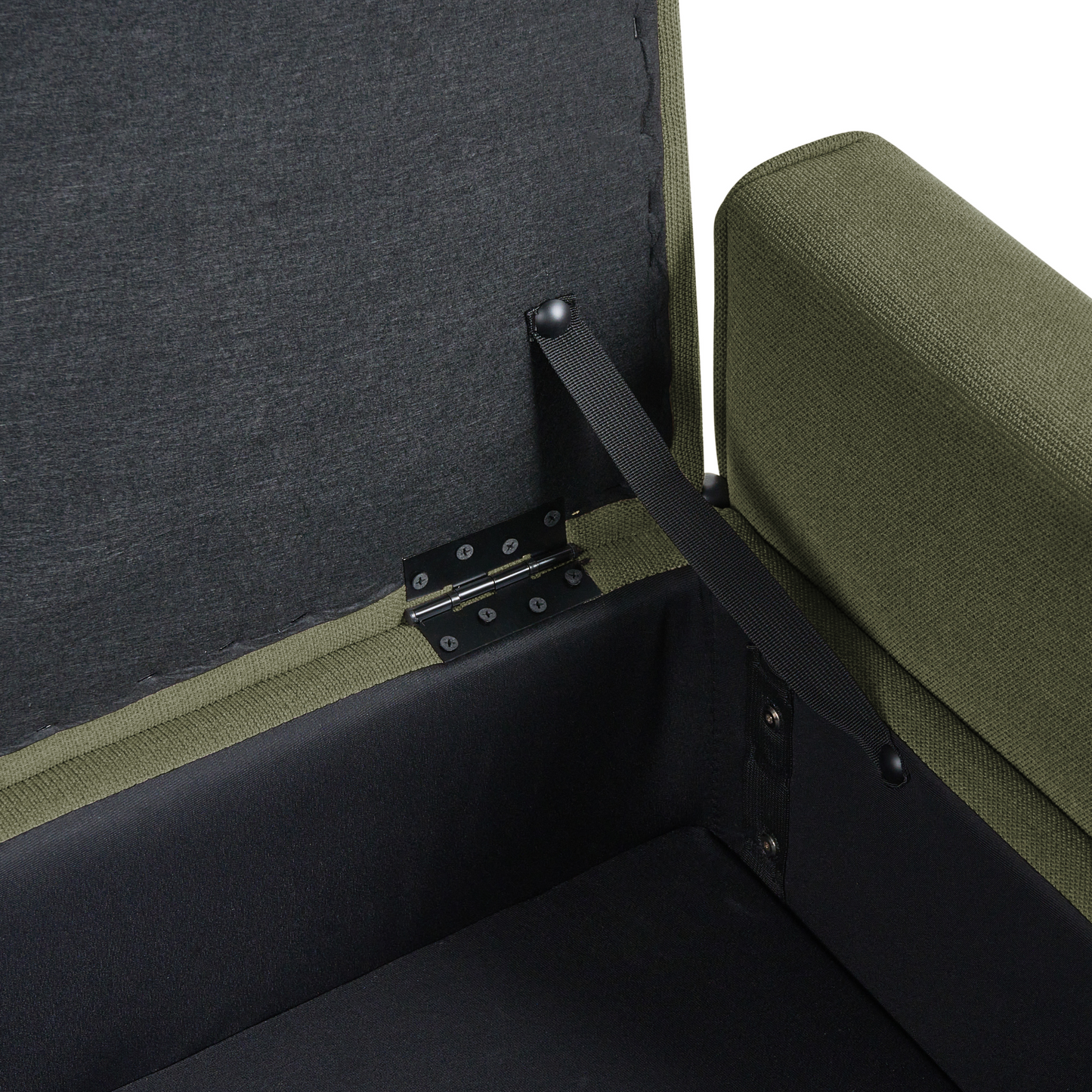 Green Fabric Storage Bench Lift Top Water Repellent Legs