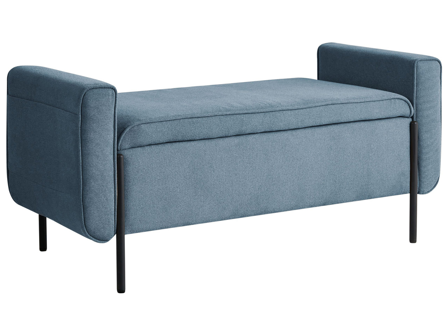 Storage Bench Blue Water Repellent Lift Top With Metal Legs