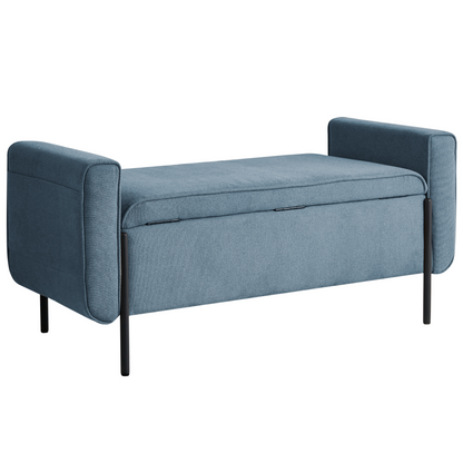 Storage Bench Blue Water Repellent Lift Top With Metal Legs