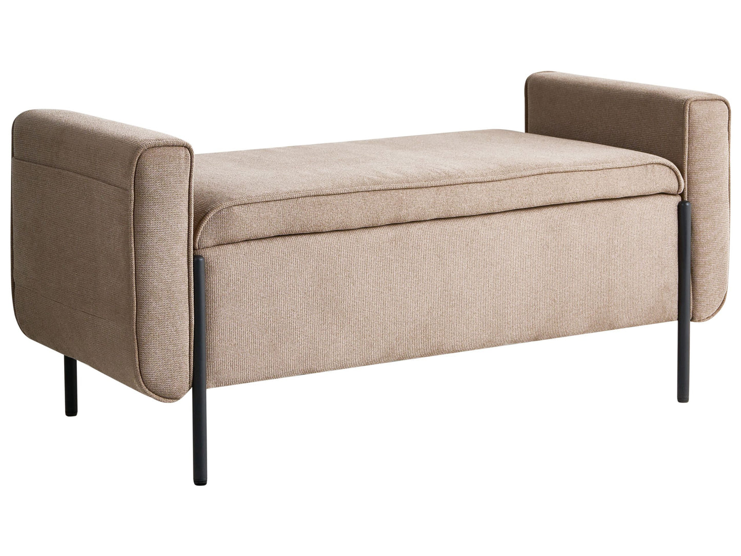 Storage Bench Beige Water-Repellent Lift-Up Top Metal Legs