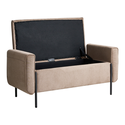 Storage Bench Beige Water-Repellent Lift-Up Top Metal Legs