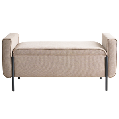 Storage Bench Beige Water-Repellent Lift-Up Top Metal Legs