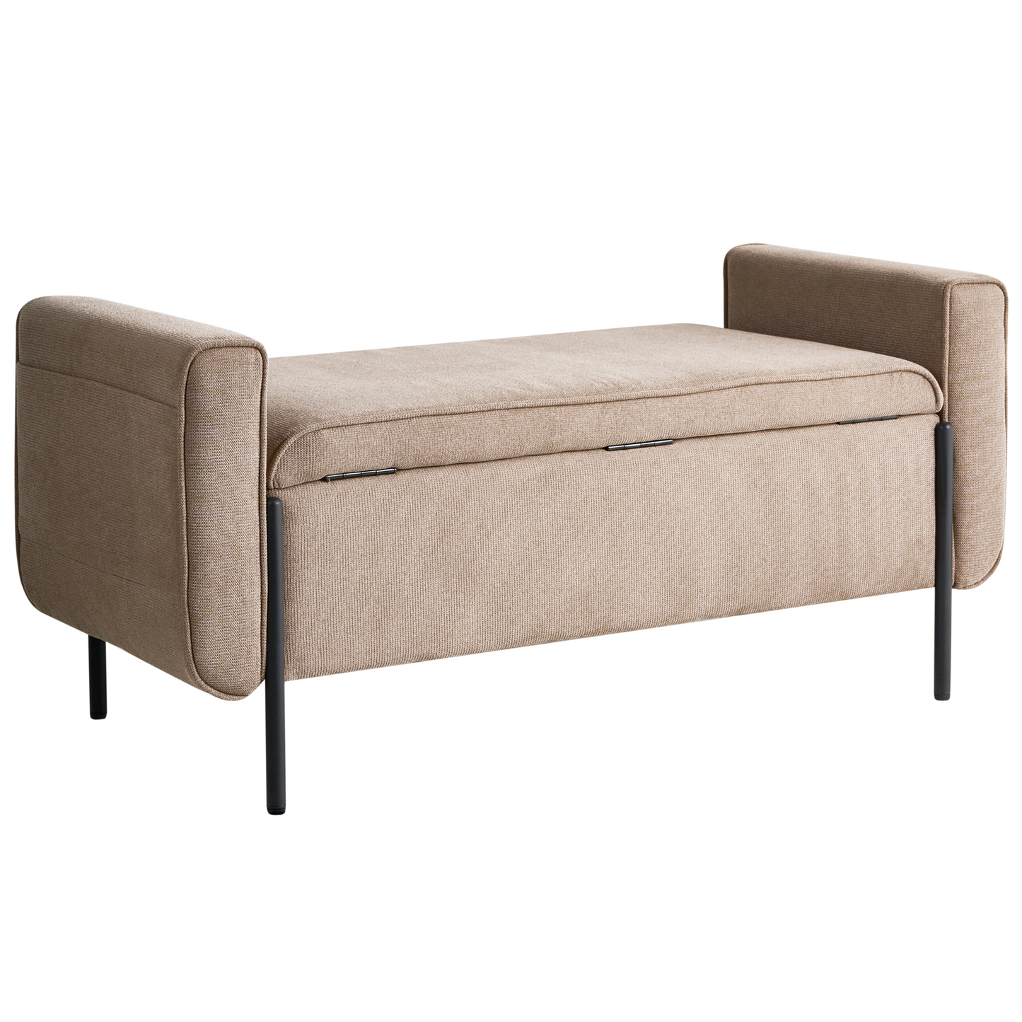Storage Bench Beige Water-Repellent Lift-Up Top Metal Legs