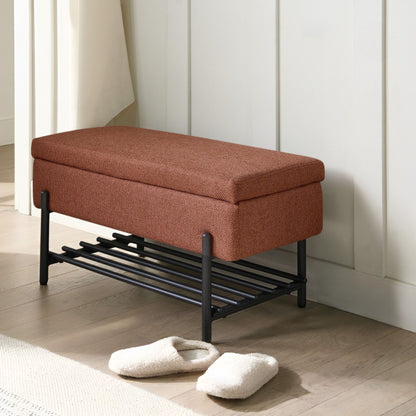 Golden Lift-Top Storage Bench With Water-Repellent Metal Legs