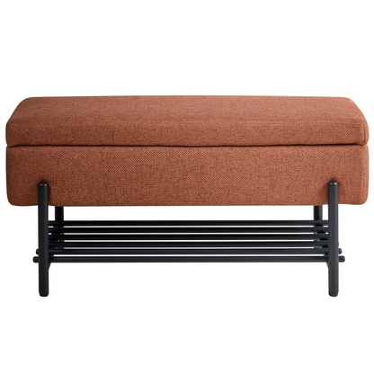 Golden Lift-Top Storage Bench With Water-Repellent Metal Legs