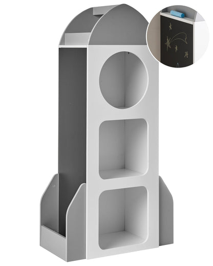 ScandiKids Rocket Bookshelf White 3-Tier With Built-In Blackboard For Kids Room Scandinavian Style