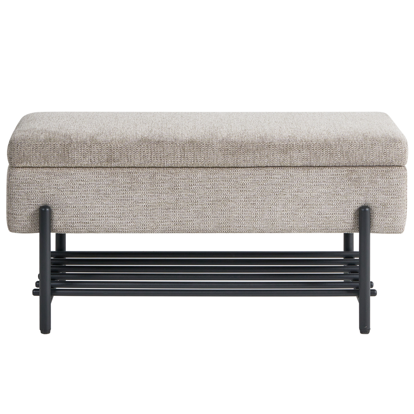 Taupe Storage Bench Lift Up Top Water Repellent Fabric