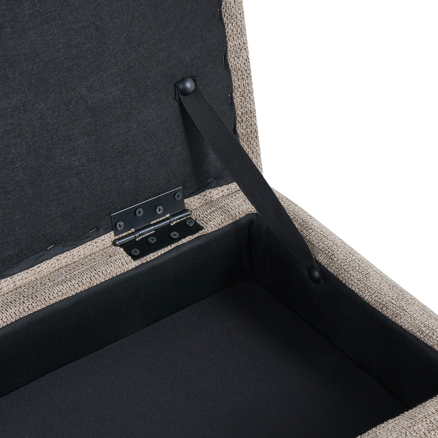 Taupe Storage Bench Lift Up Top Water Repellent Fabric