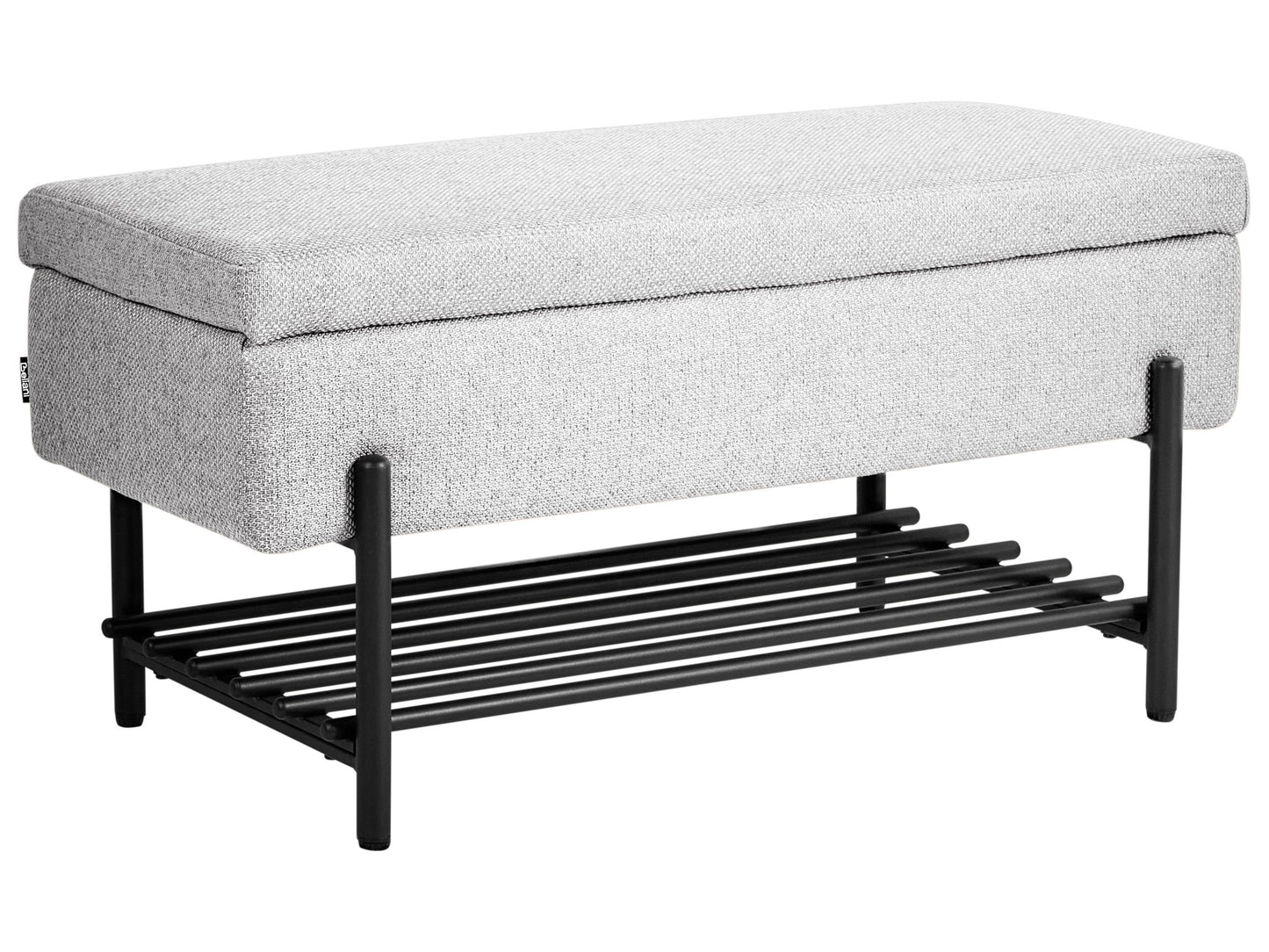 Storage Bench Light Grey Fabric Water Repellent Metal Lift Top