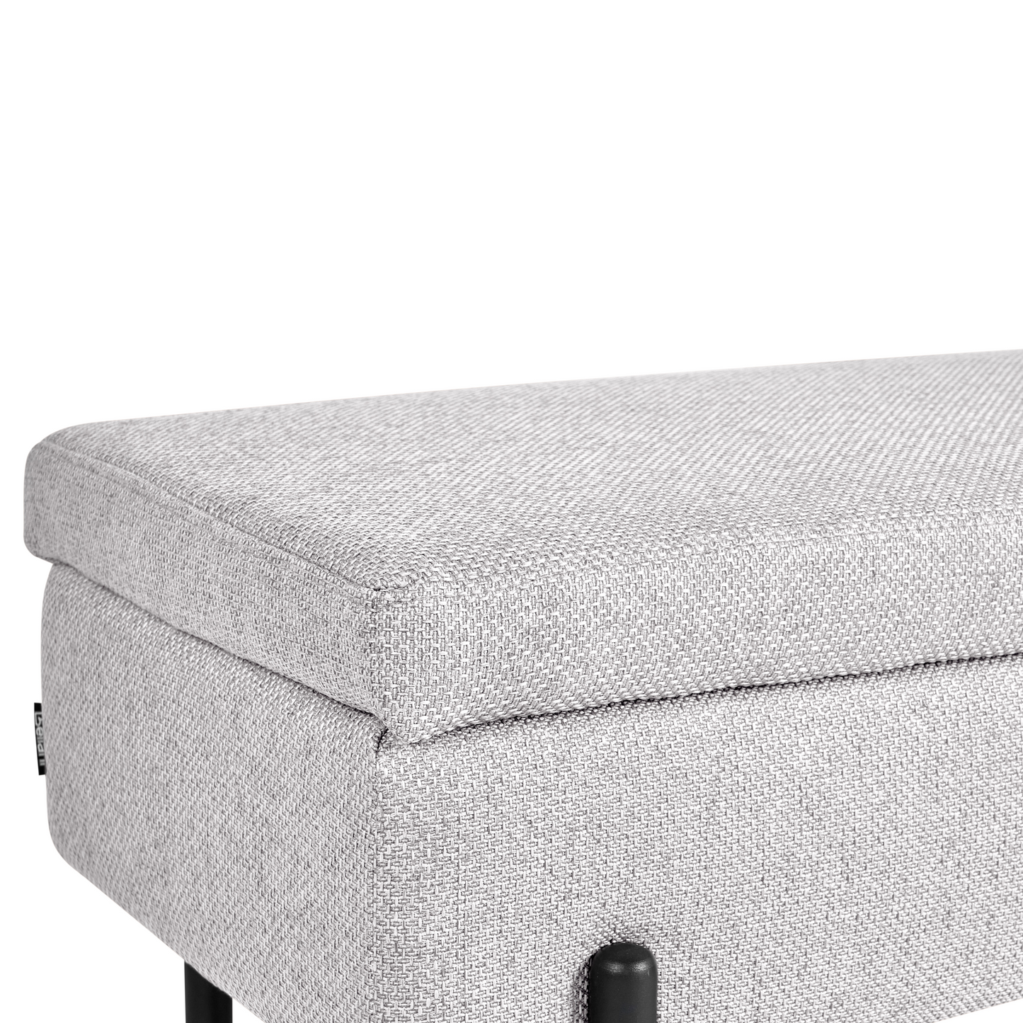 Storage Bench Light Grey Fabric Water Repellent Metal Lift Top