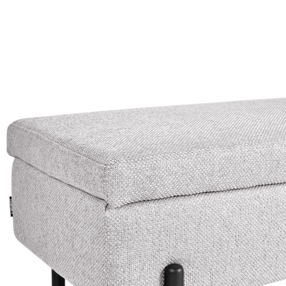 Storage Bench Light Grey Fabric Water Repellent Metal Lift Top