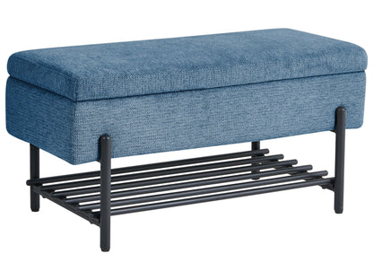 Storage Bench Water Repellent Blue Fabric Lift Up Top