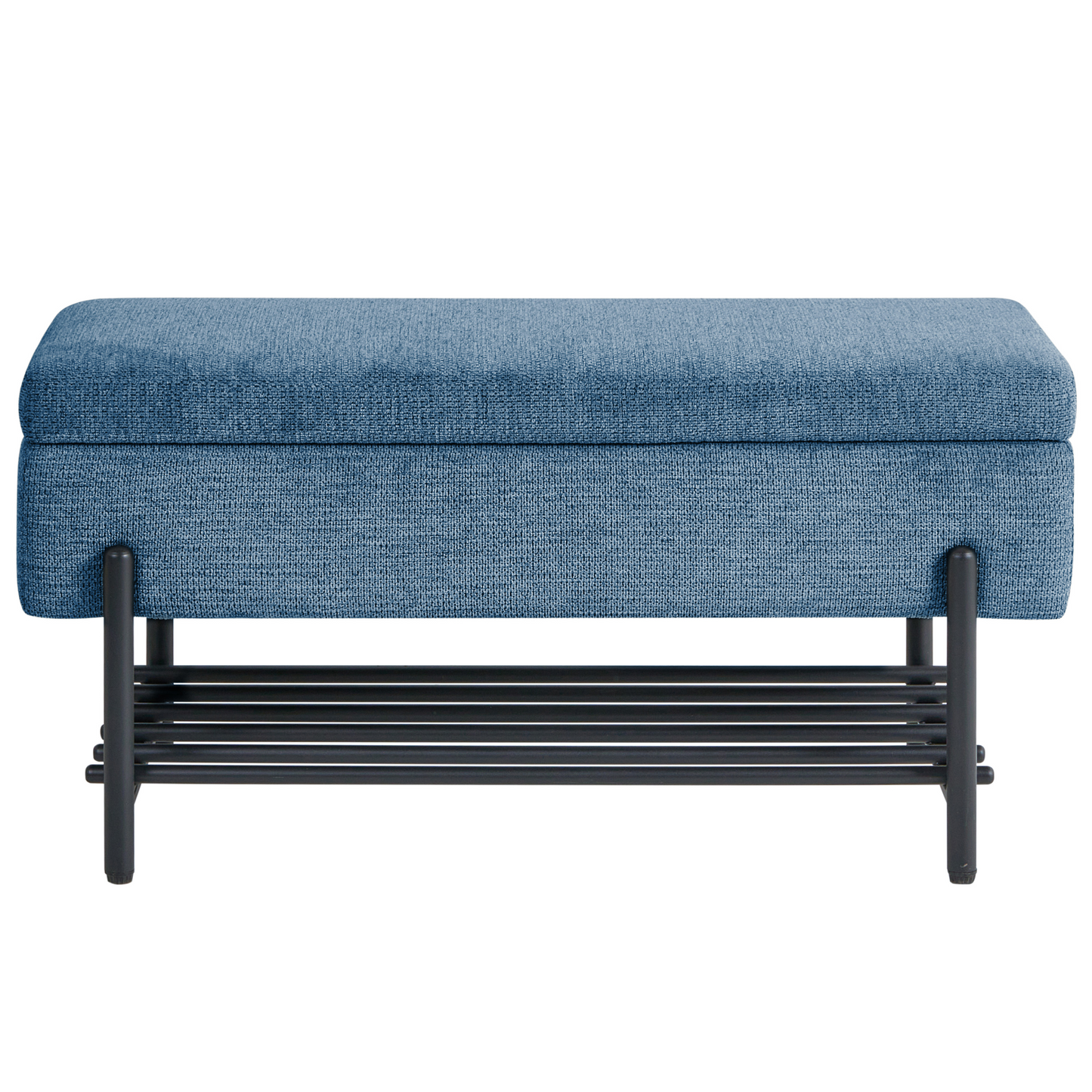 Storage Bench Water Repellent Blue Fabric Lift Up Top