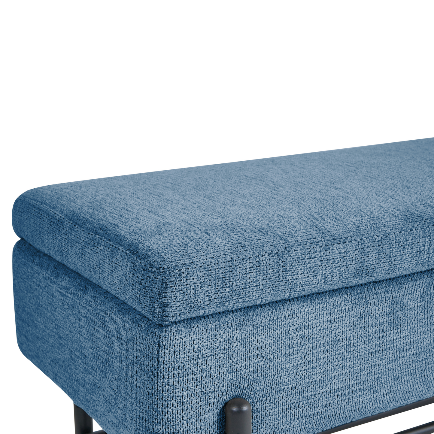 Storage Bench Water Repellent Blue Fabric Lift Up Top