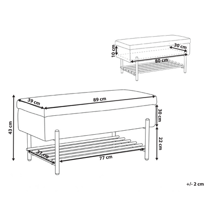 Storage Bench Water Repellent Blue Fabric Lift Up Top