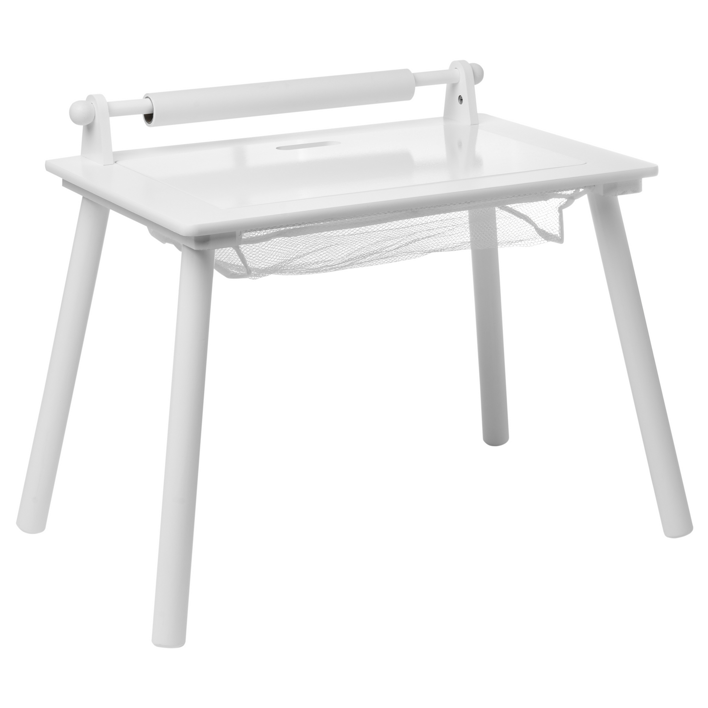 Nido Kids White Table And Chair Set With Pine Wood Legs Paper Roll