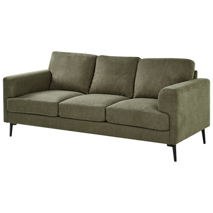 Green Fabric Living Room Set With Iron Legs Minimalist Mid Century Modern 3 Seater 2 Seater And 2 Armchairs