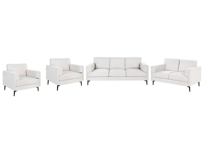Modern Beige Fabric Living Room Set With Iron Legs 3 Seater