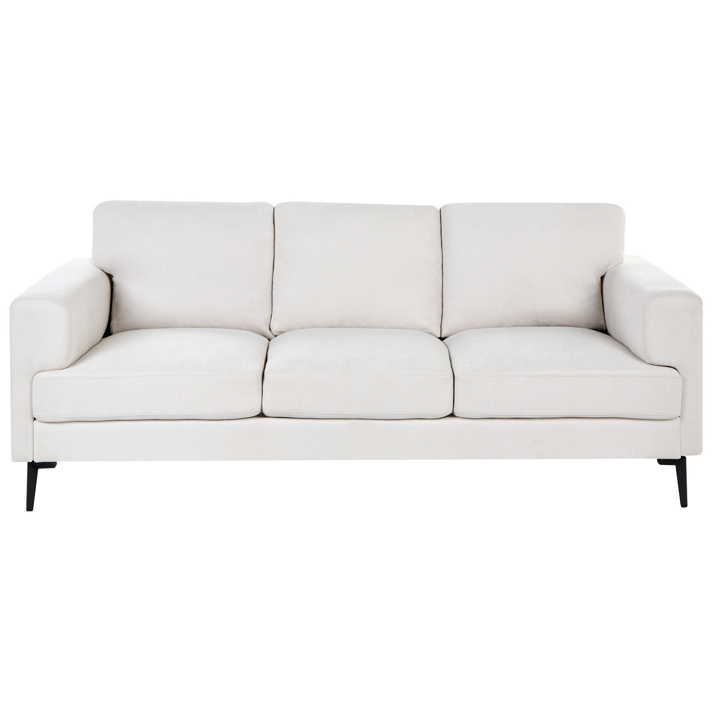 Modern Beige Fabric Living Room Set With Iron Legs 3 Seater