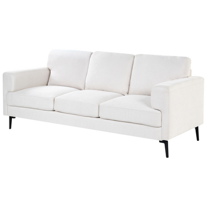 Modern Beige Fabric Living Room Set With Iron Legs 3 Seater